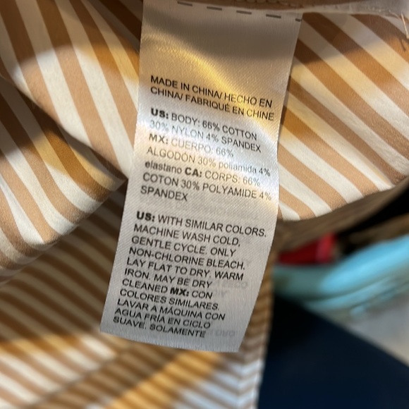 NWT Chico’s button sleeve poplin shirt/striped tunic tan and cream size 3.5 - Picture 5 of 8